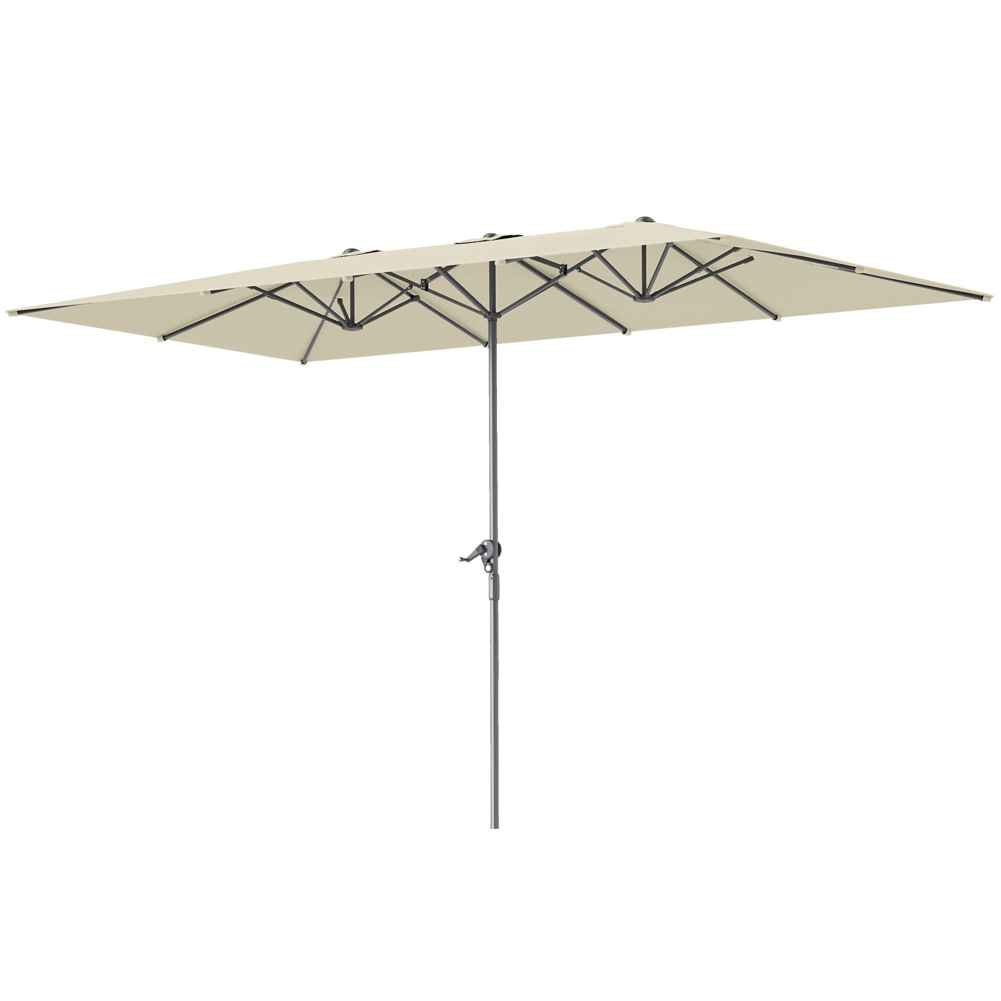 Outsunny Sombrilla Doble 4,5x2,6 m Sombrilla Terraza Exterior con Manivela Poste de Aluminio Impermeable y Protección UV50+ Parasol Grande para Terraza Playa Piscina Crema