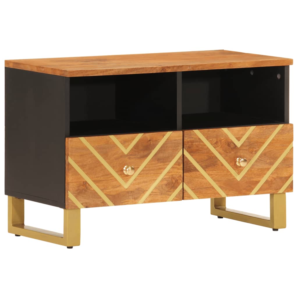 Vidaxl Mueble de TV Madera de Mango Marrón Negro 70x33,5x46 Cm