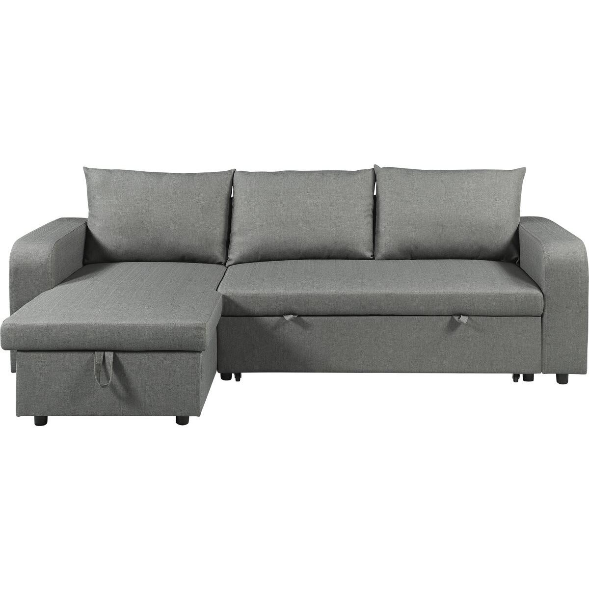 Habitat y Jardin - Sofá esquinero de tela reversible/convertible "Victor" - 3 plazas - Gris