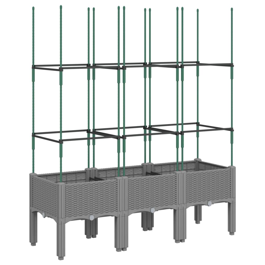 vidaXL Jardinera con enrejado PP gris claro 120x40x142,5 cm