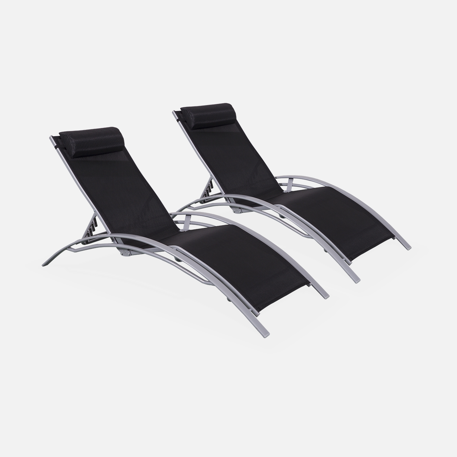 sweeek - Tumbona de aluminio textileno, set de 2 , Louisa x2 , 167x64x82