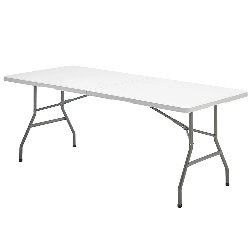 Mesa Plegable Rectangular HDPE 244x76x74 cm. Color Blanco