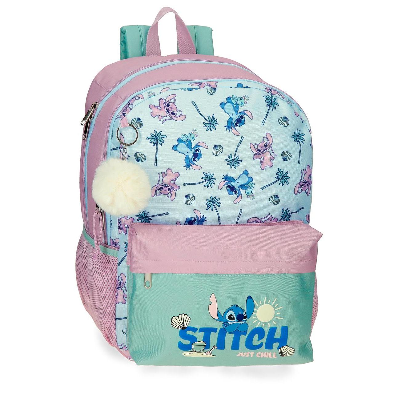Mochila dos compartimentos Disney Stitch Just Chill 44cm Turquesa