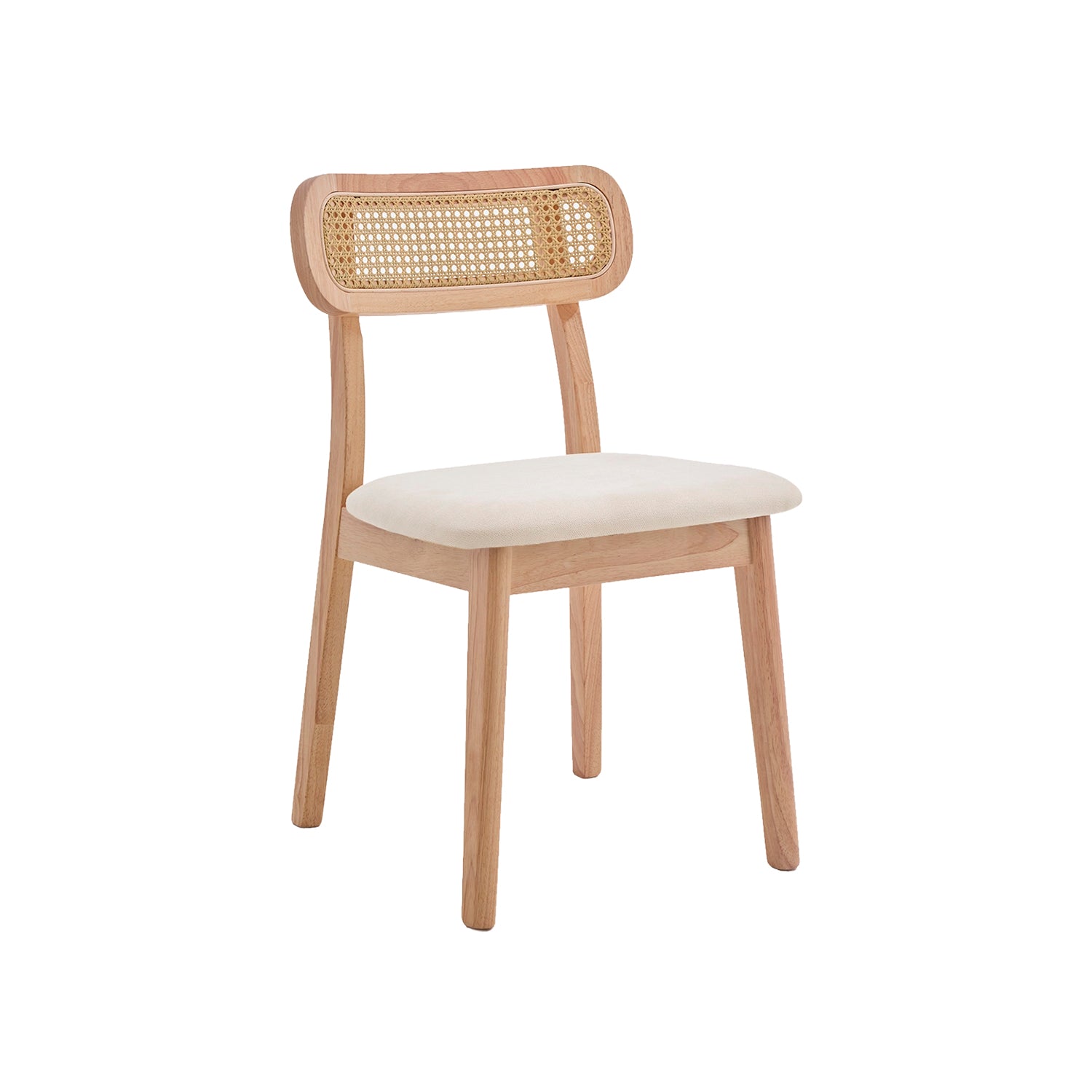 Set de 2 sillas de comedor en madera y ratán Olive - Color Madera natural y beige - Homekit