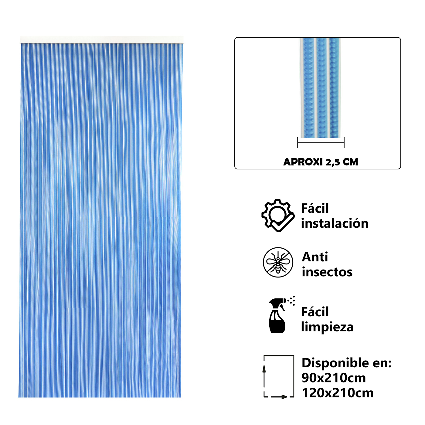 Cortina Plana de PVC Anti insectos para Puerta Exterior o Interior, Material PVC – Libre de Insectos