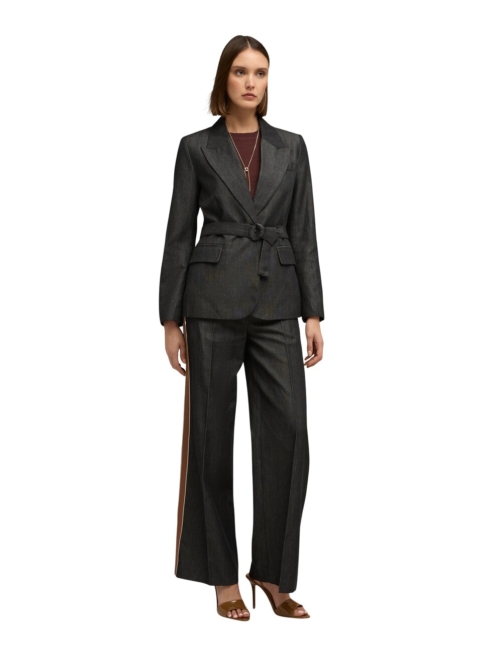 Motivi - Blazer con cinturón mezcla de ramio