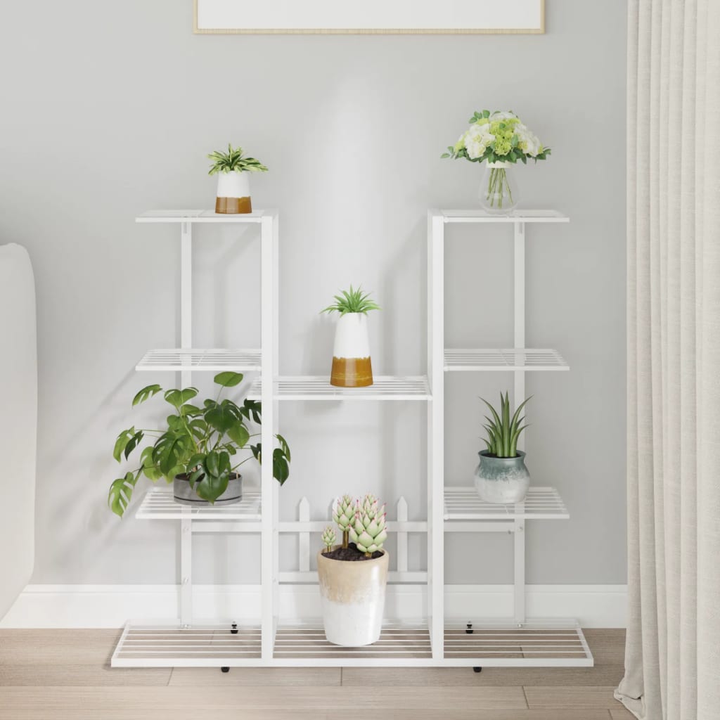 vidaXL Soporte para Flores de Hierro Altas Soporte Plantas Estantería Color Blanco,  Negro, y mas