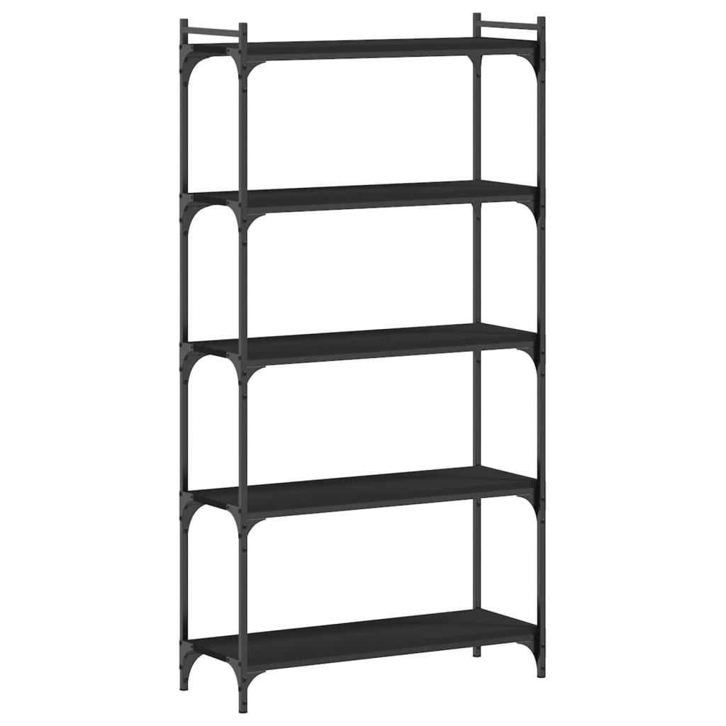 Vidaxl Librería 5 Estantes Madera Ingeniería 80x30x154 Cm Negro