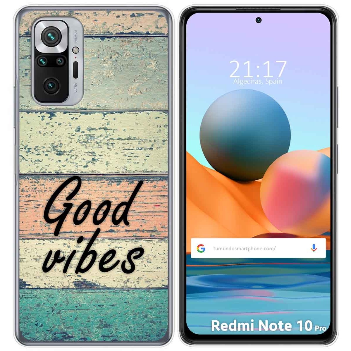 Tumundosmartphone Funda Gel Tpu para Xiaomi Redmi Note 10 Pro diseño Madera 01 Dibujos
