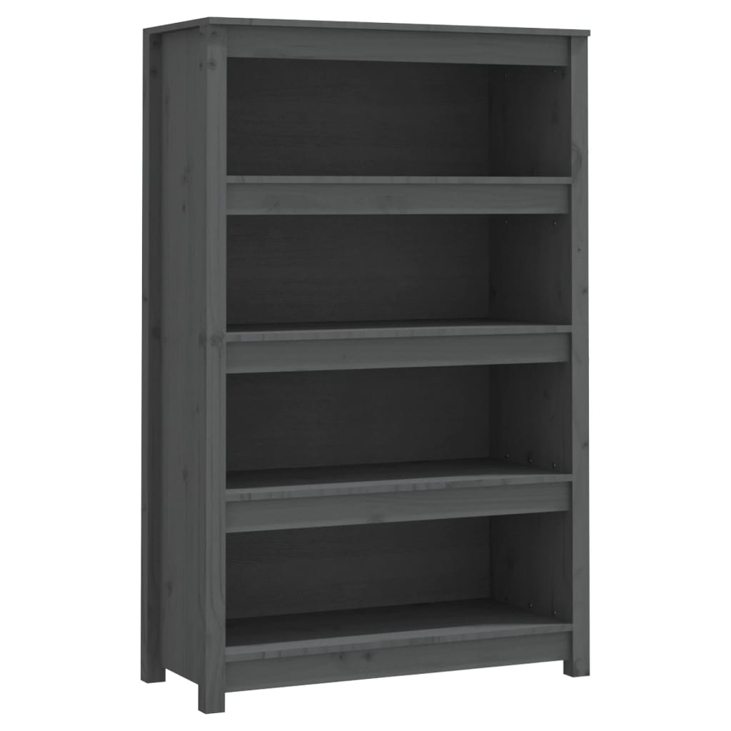 Vidaxl Estantería de Madera Maciza de Pino 80x35x126 Cm - Natural, Blanco, Gris - Mueble Almacenaje Estantería para Oficina, Estudio, Sala de Estar, Dormitorio