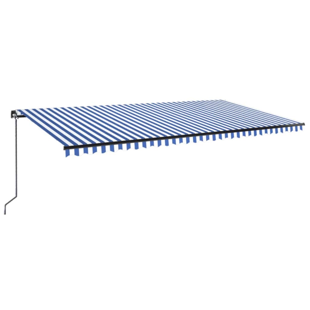 vidaXL Toldo retráctil manual con luz LED azul y blanco 600x300 cm