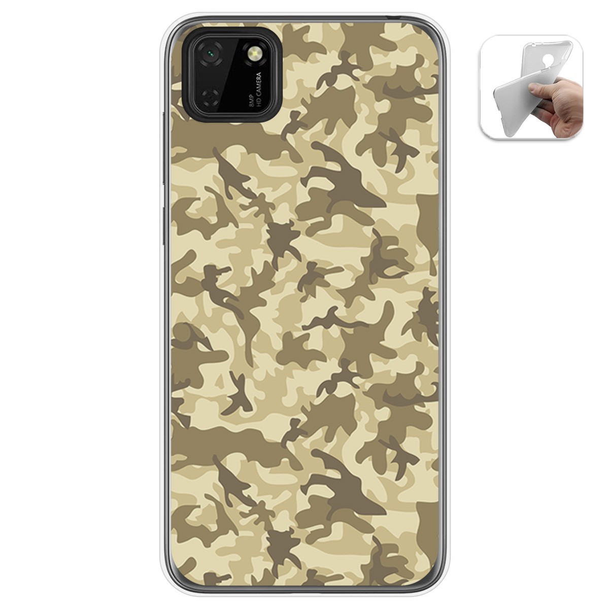 Tumundosmartphone Funda Gel Tpu para Huawei Y5p diseño Sand Camuflaje Dibujos