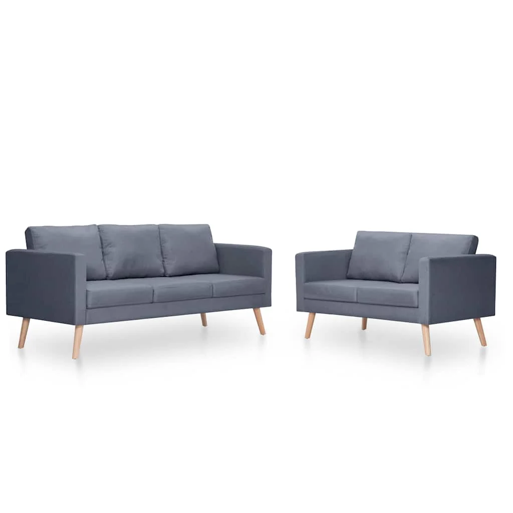 Set de sofás de 2 y 3 plazas de tela gris oscuro