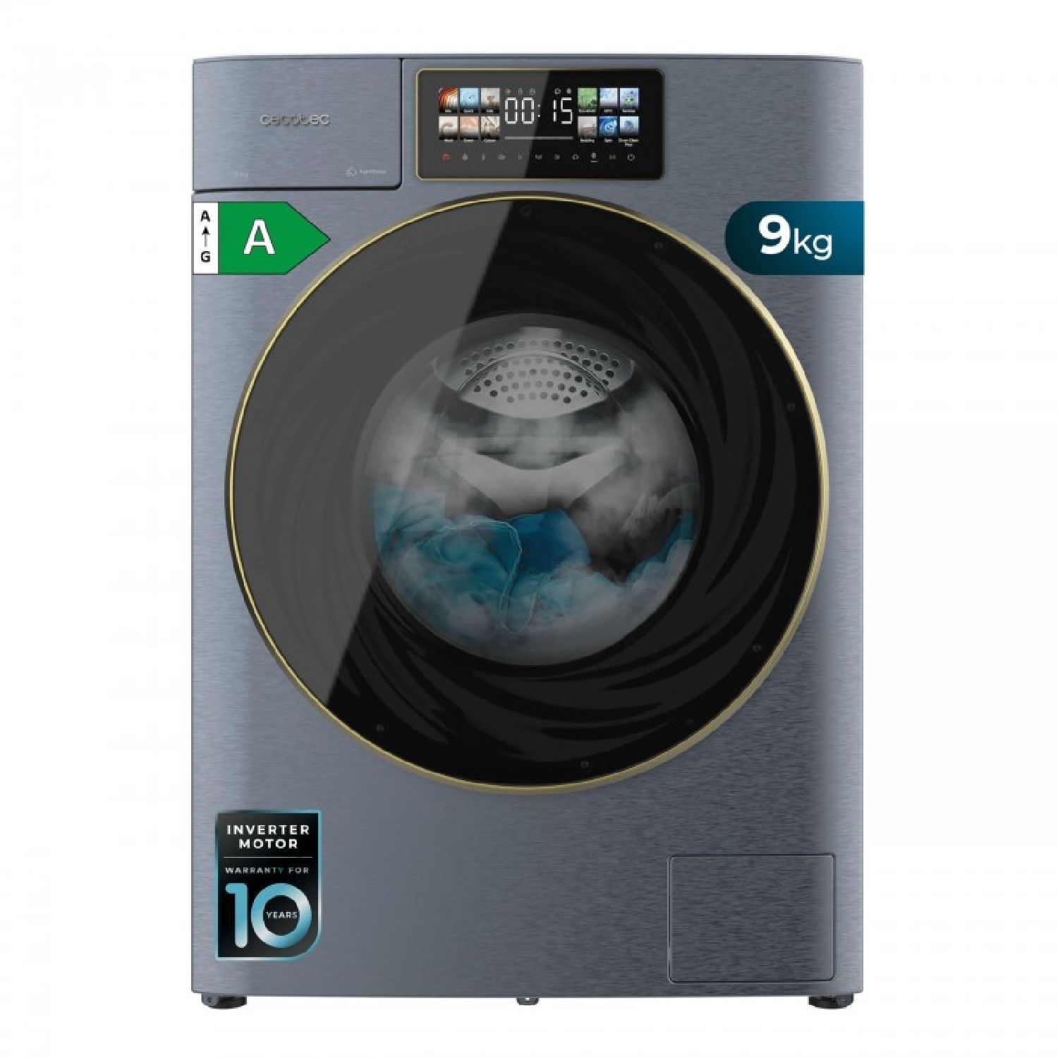 Cecotec Lavadora 9Kg Carga Frontal Autodosis Bolero DressCode 9950 Autodose Inverter 3D Ice Blue A. Acabado Azul 1400 Rpm