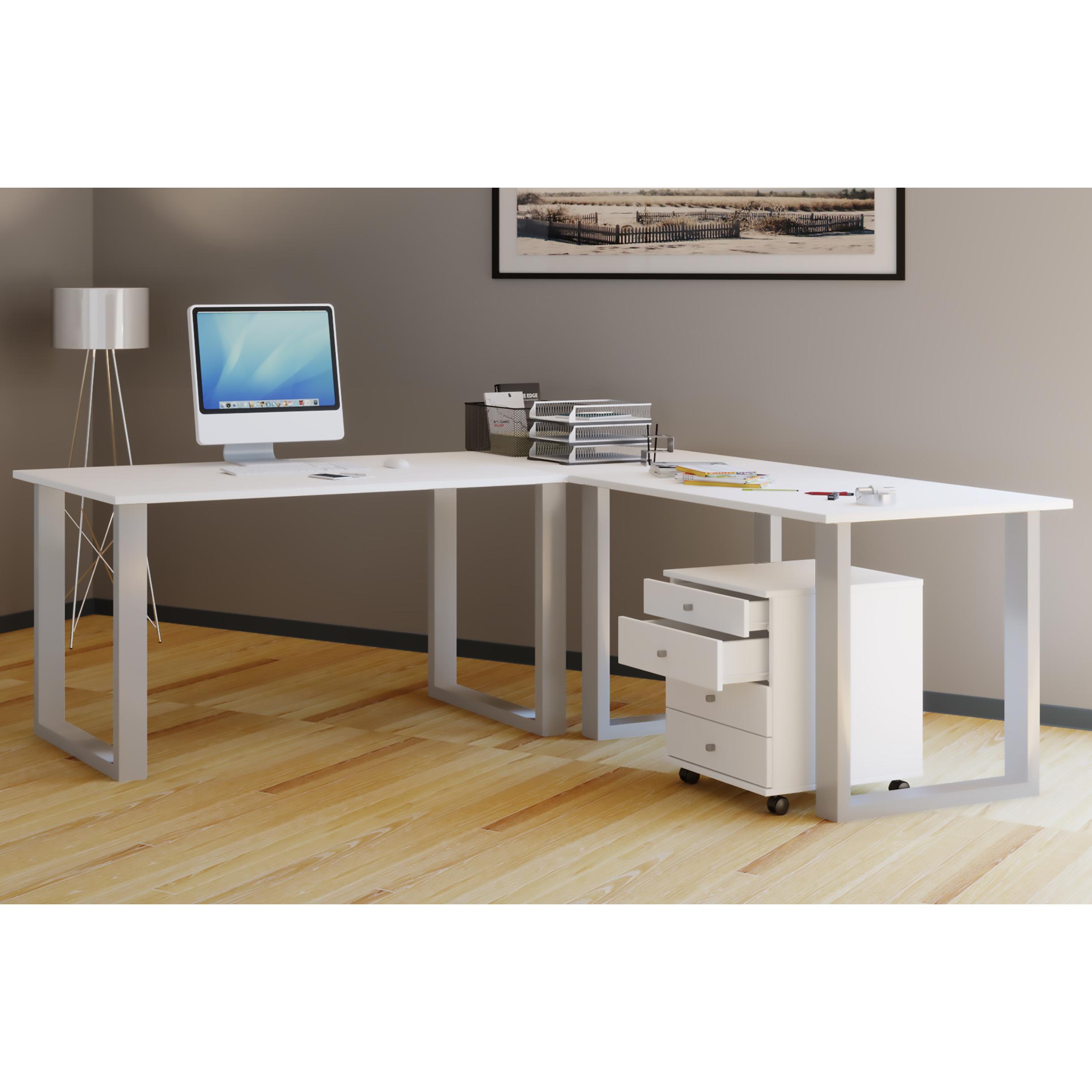 VCM Holz Schreibtisch | Eckschreibtisch schlicht | 160x130 | L Form links oder rechts | Arbeitstisch Platte 50 cm tief | Computertisch Büromöbel - Lona U