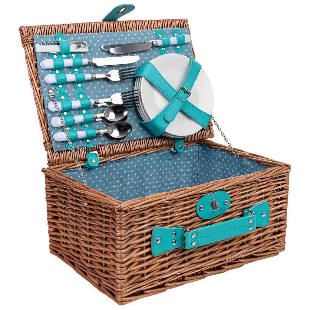 Wonderlust Deco - Cesta de picnic 4 servicios marrón 40x28x18cm Marrón 40x28x18h cm