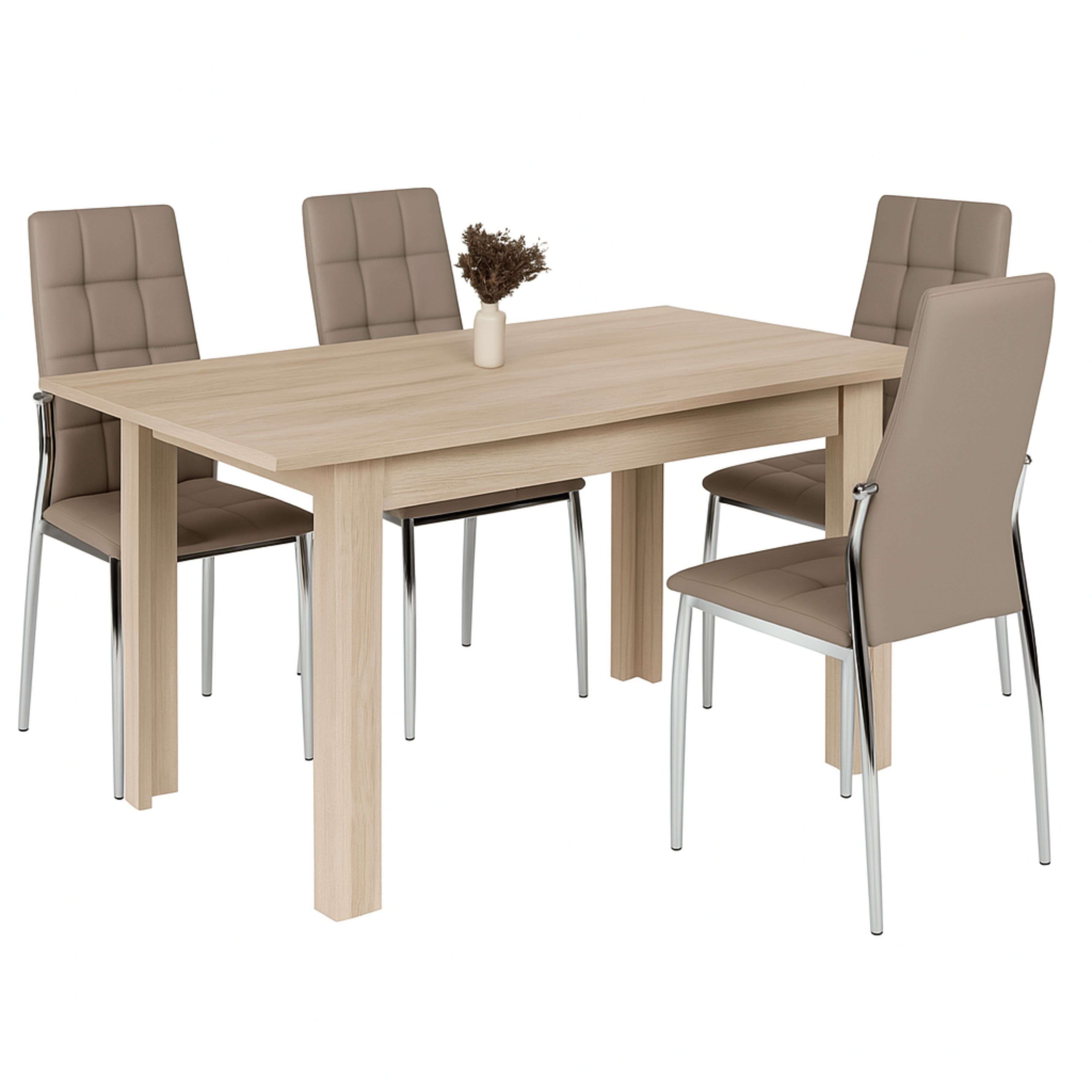 Miroytengo Conjunto de Mesa Extensible y 4 Sillas Comedor, Pack de Mesa con Sillas Estilo Moderno Roble Canadian