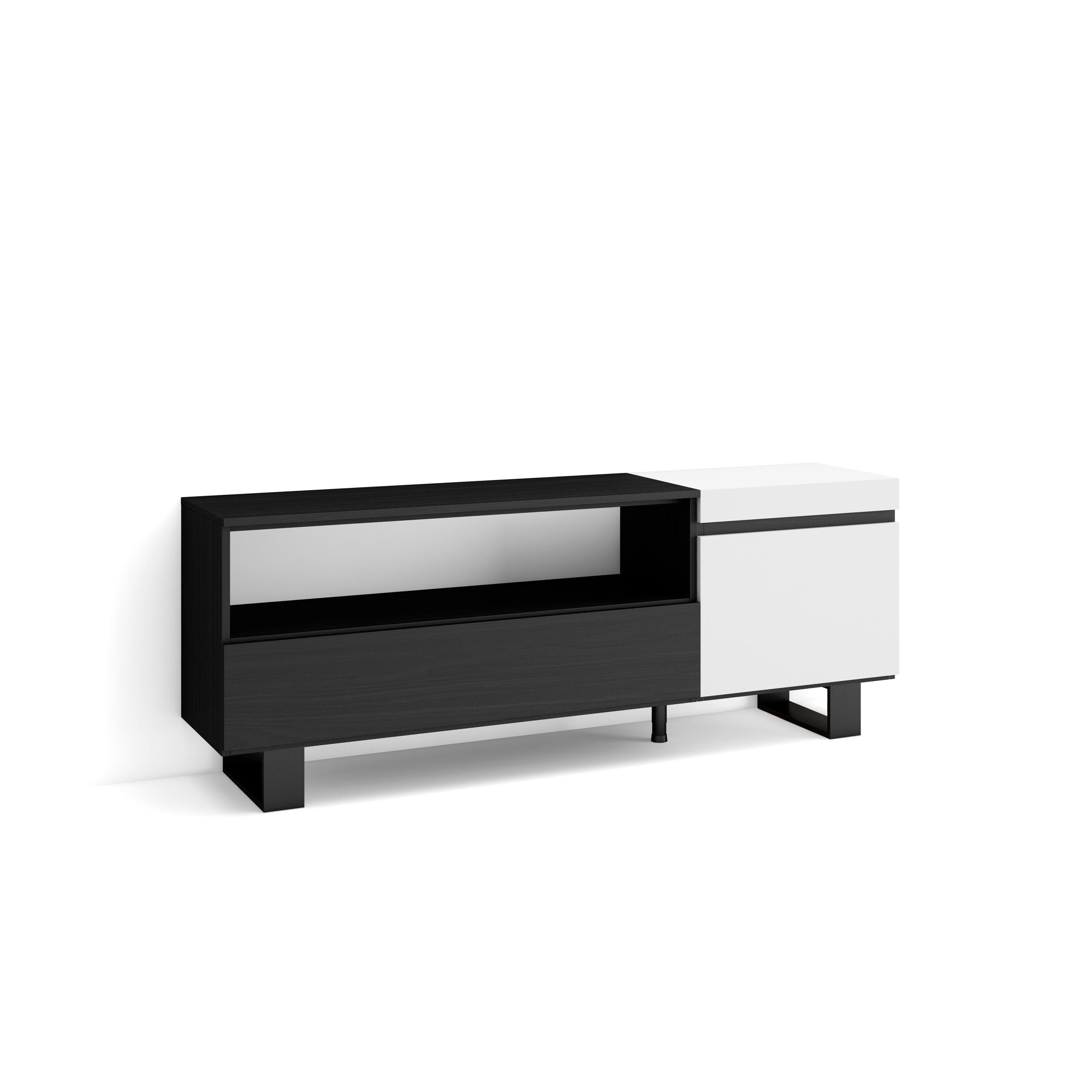 Skraut Home, Mueble de Televisión en melamina de alta calidad, Veteado de madera, Tacto poroso, Estilo Moderno Elegante, 153x35x57cm