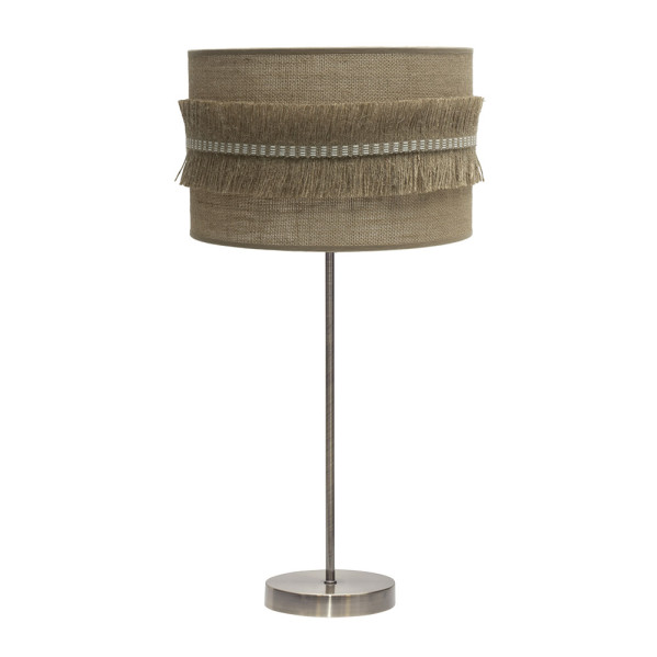 Sobremesa grande kala 1xe27 cuero/saco 63x30x30 cm con flecos