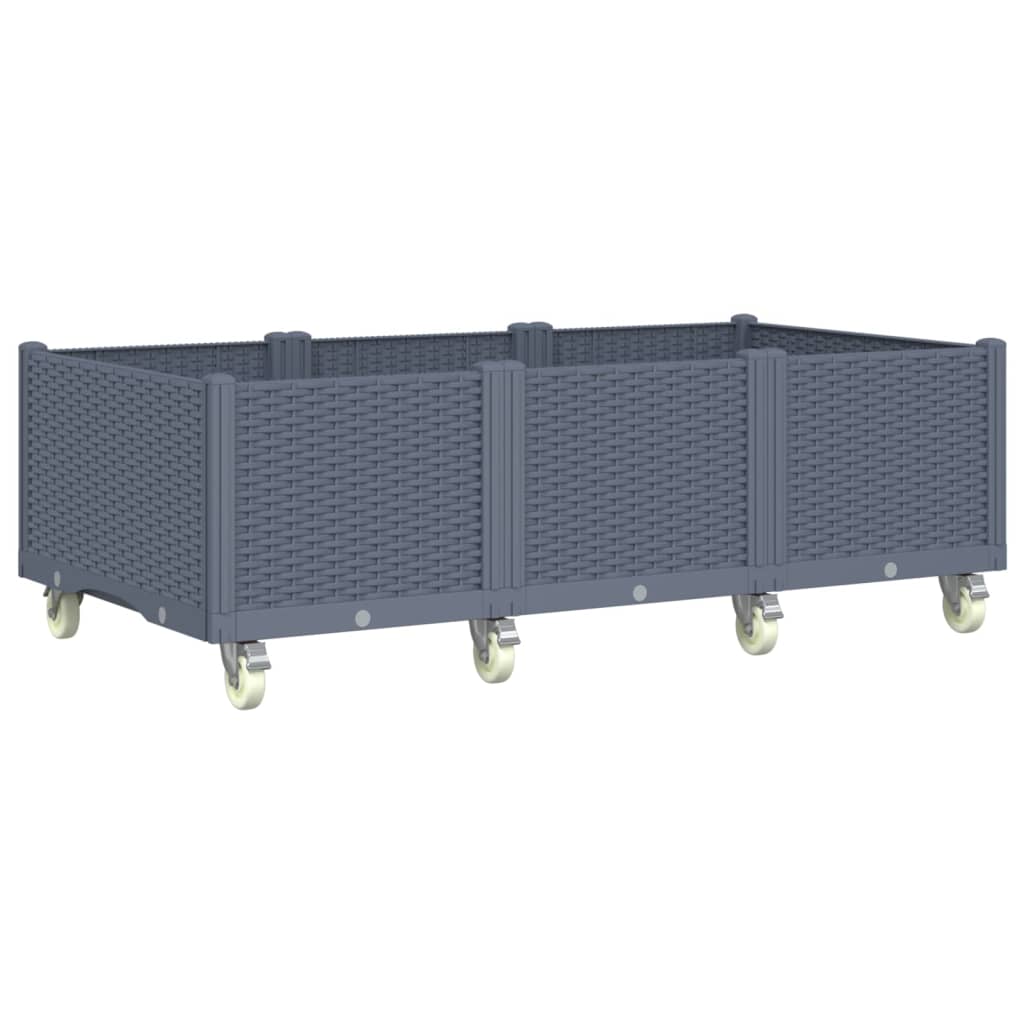 vidaXL Jardinera con ruedas PP 150x80x54 cm Color Gris,  Gris claro,  Negro y mas