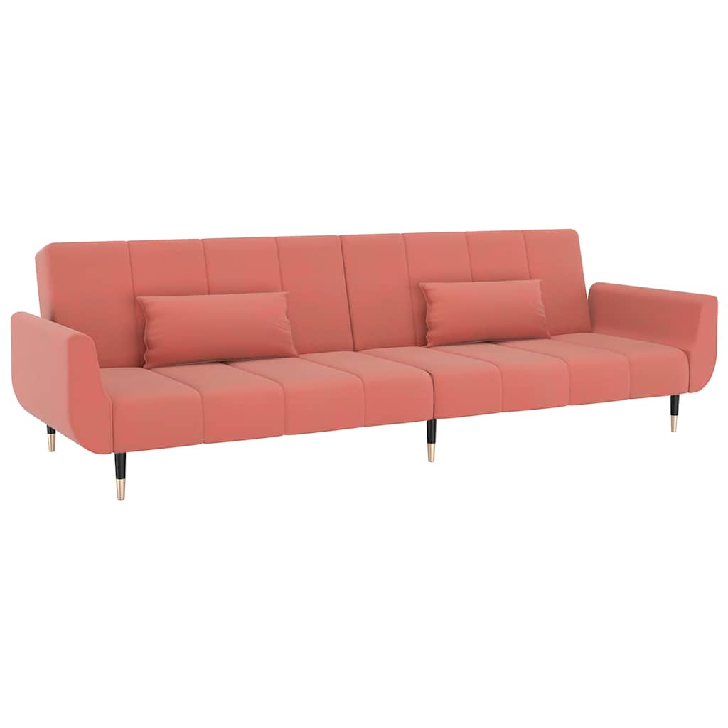 vidaXL Sofá cama de 2 plazas con dos cojines terciopelo rosa