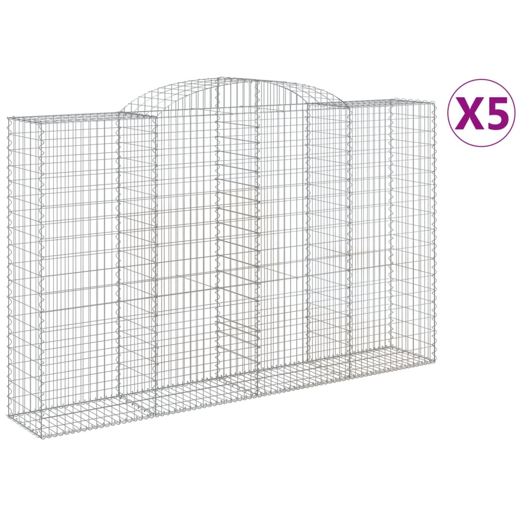 Vidaxl Cestas de Gaviones Forma de Arco Hierro 300 X 30 X 40/60 Cm