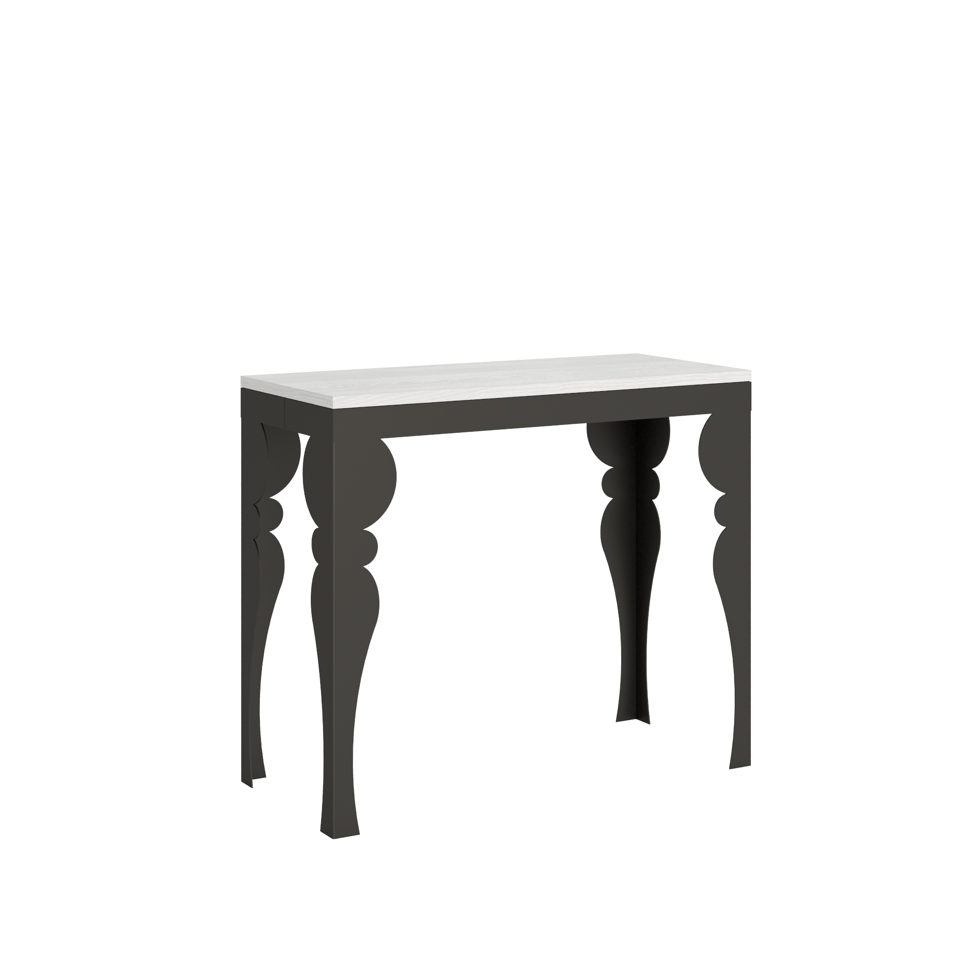 Consola extensible 90x40/196 cm Paxon Small Evolution Blanco Fresno Estructura Antracita - Itamoby
