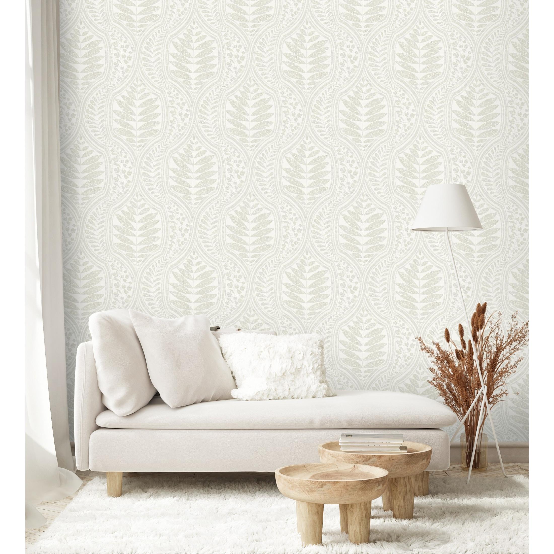 Papel pintado vinílico ecológico de damasco hindú de hojas con textura - Scandi Palace 680863 de GAULAN - Rollo de 10 m x 0,53 m
