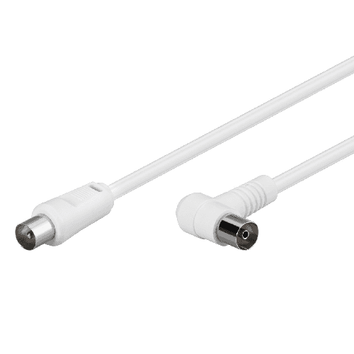 CABLEPELADO Cable Antena de TV acodado de 75 Ohm 1.5 M Blanco
