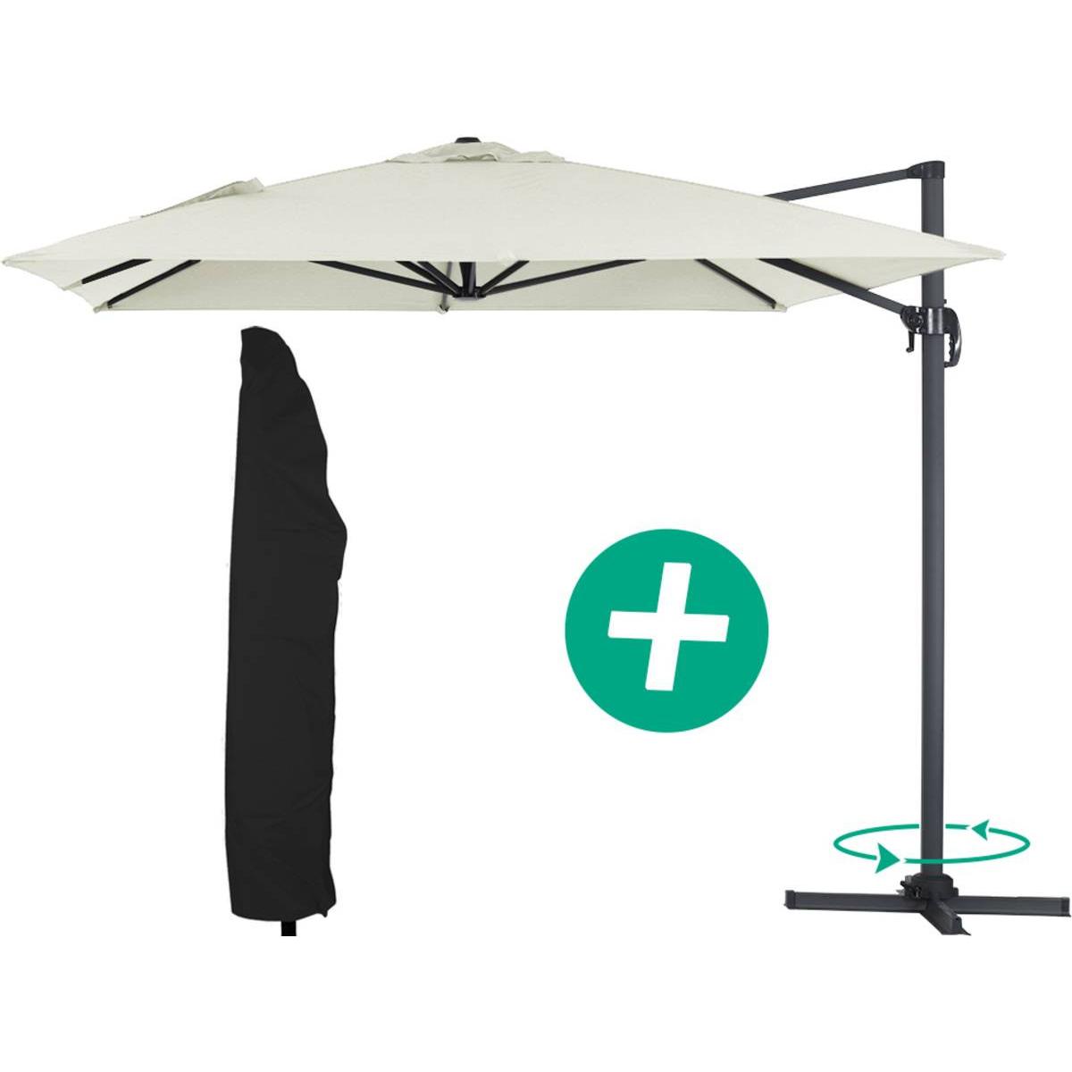 Habitat y Jardin - Parasol Lateral de jardín Alu "Sun 4" – Rectangular – 3 x 4 m – Crudo + funda protectora