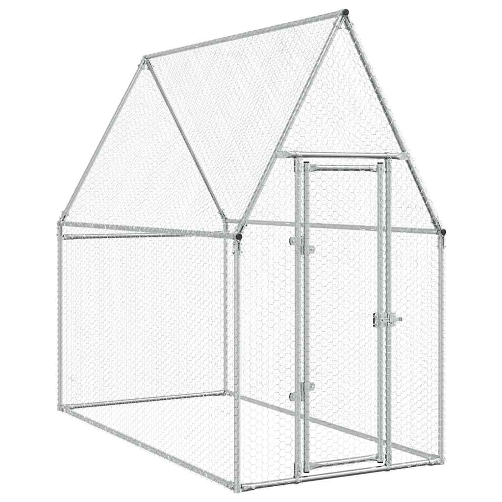 vidaXL Jaula para gallinas acero galvanizado plateado 200x100x190 cm