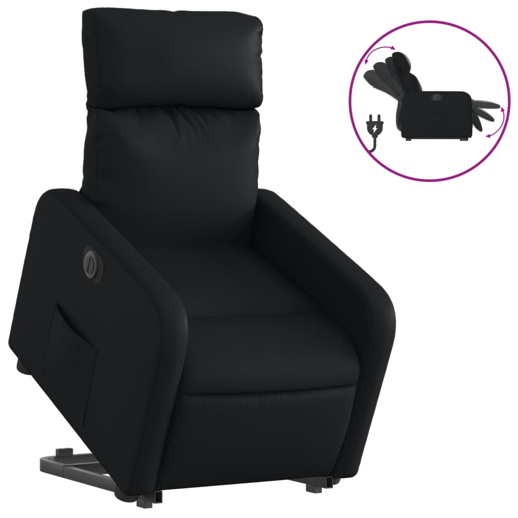 Vidaxl Sillón Reclinable Eléctrico de Cuero Sintético Negro