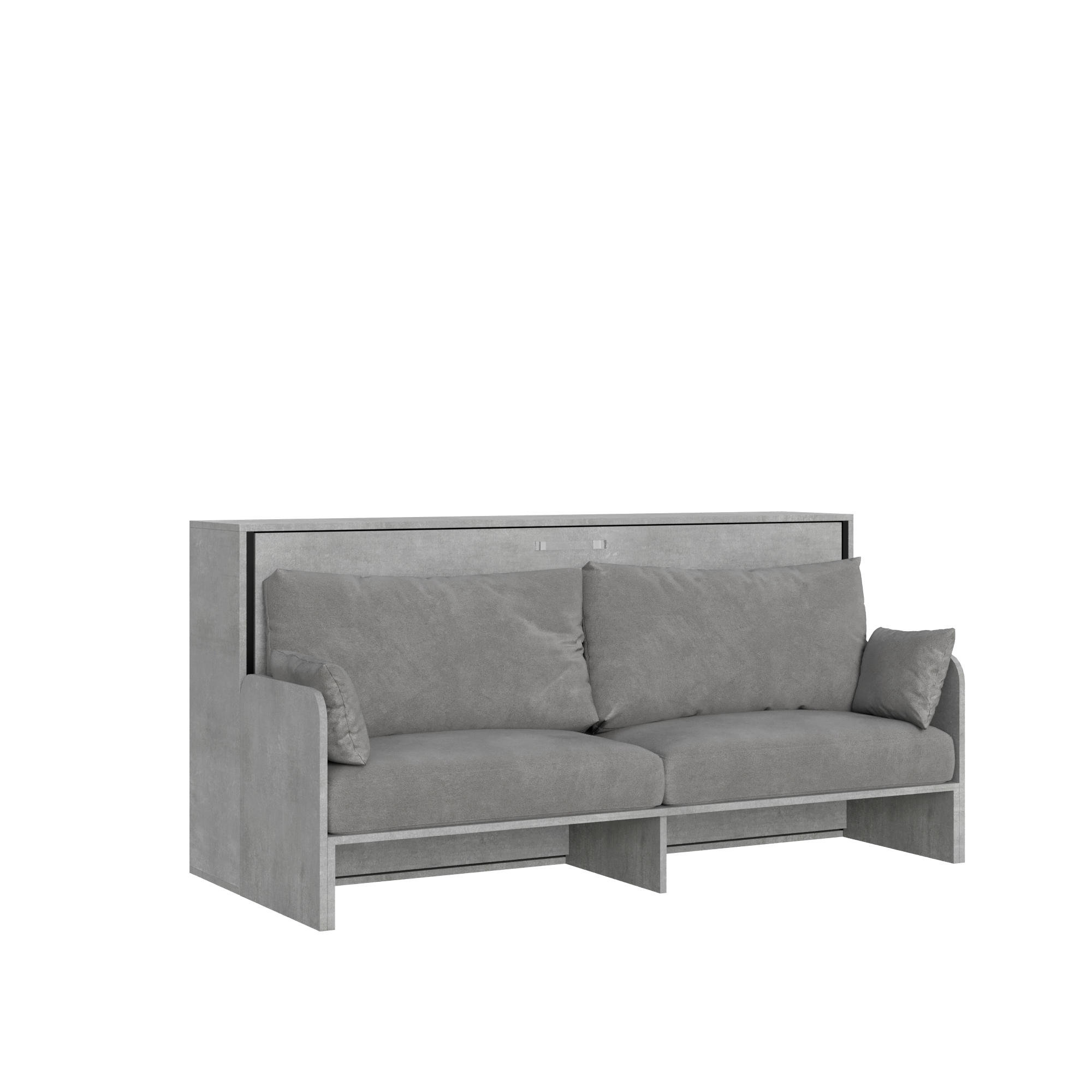 Cama individual abatible Kando con sofá de hormigón, gris - Itamoby