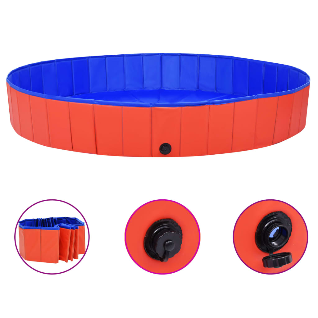 vidaXL Piscina para Perros Plegable PVC 200x30 cm Mascotas Bañera Jardín Color Azul,  Rojo, y mas