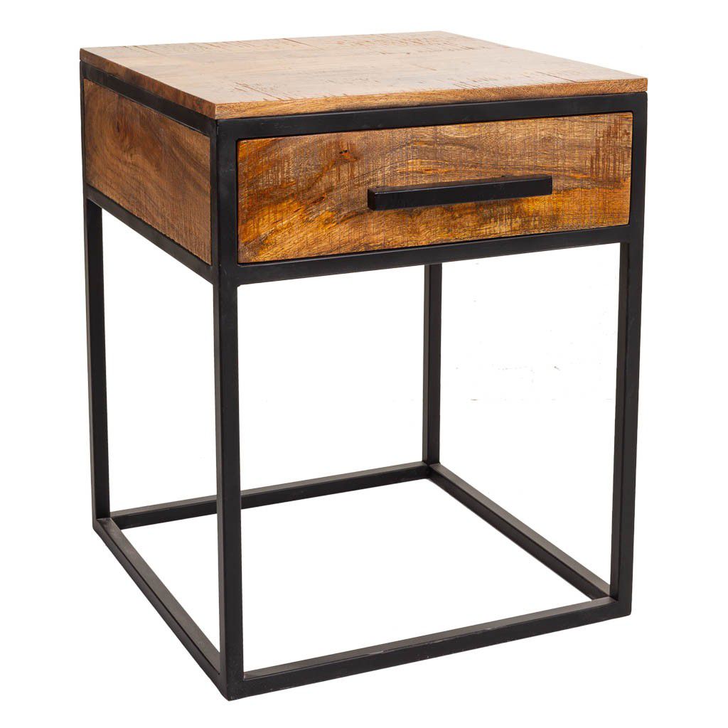 Mesita De Noche De Madera Y Metal 61x61x57cm, El mejor complemento para tu hogar
