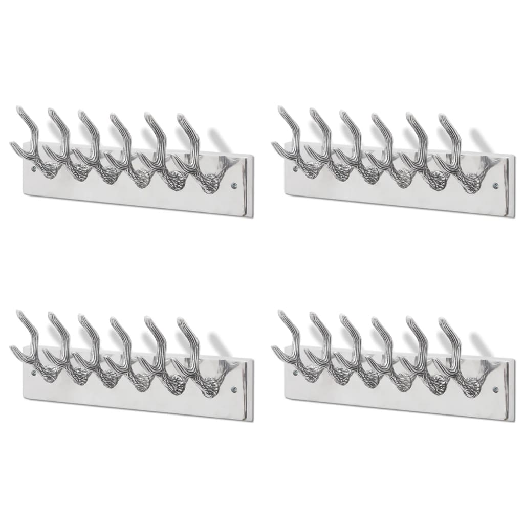vidaXL Perchero Pared con Ganchos para Ropa Cuernos Aluminio Plateado Percha Cantidad 1 unidad, 2 unidades, 4 unidades