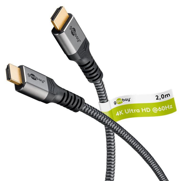Goobay 64994 cable HDMI 2 m HDMI tipo A (Estándar) Negro, Plata
