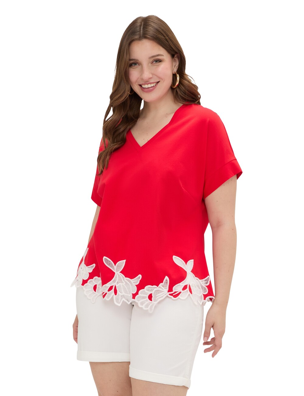 Fiorella Rubino - Camiseta de algodón con bordados florales