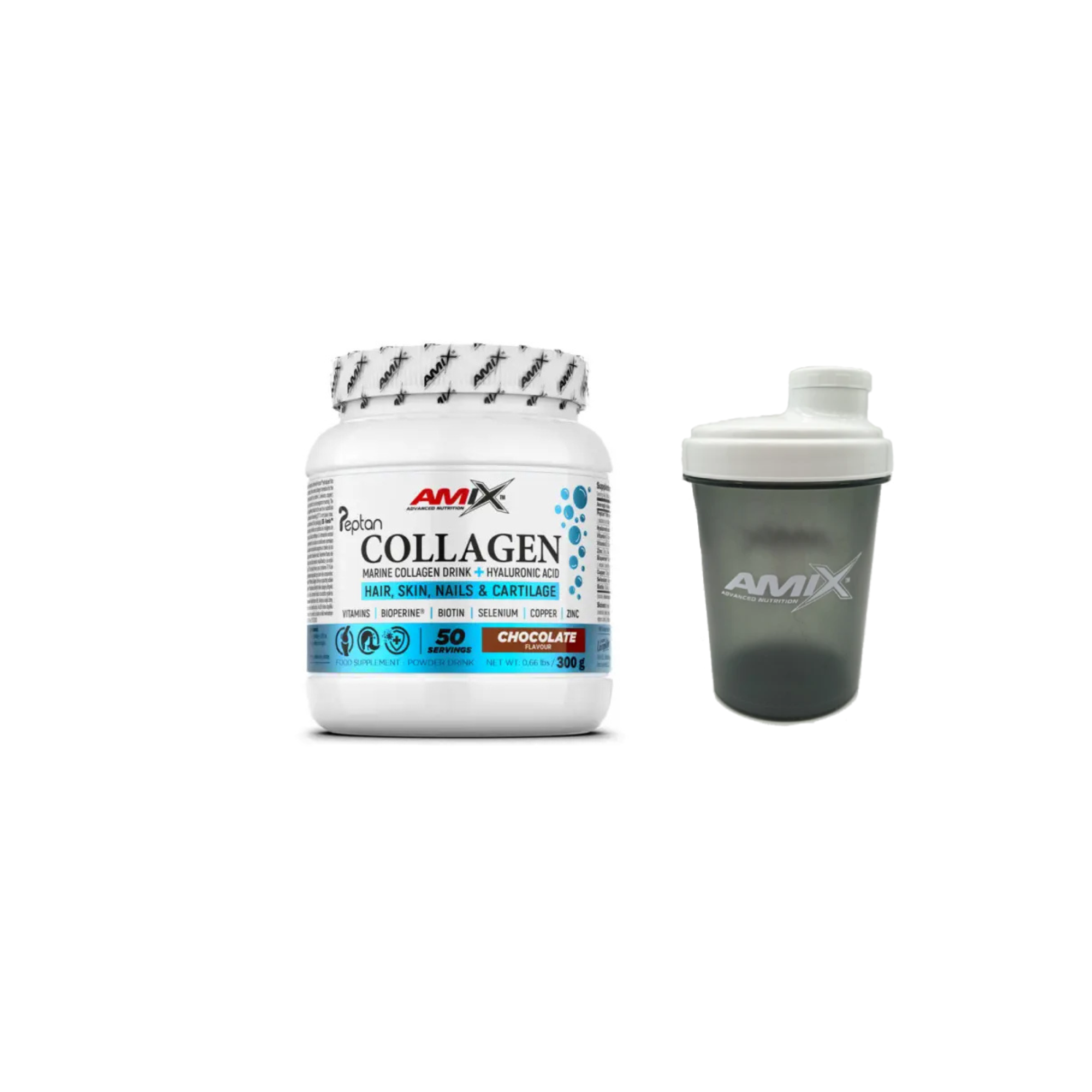 Colageno Marino Peptan AMIX 300Gr Varios Sabores + Shaker De Regalo
