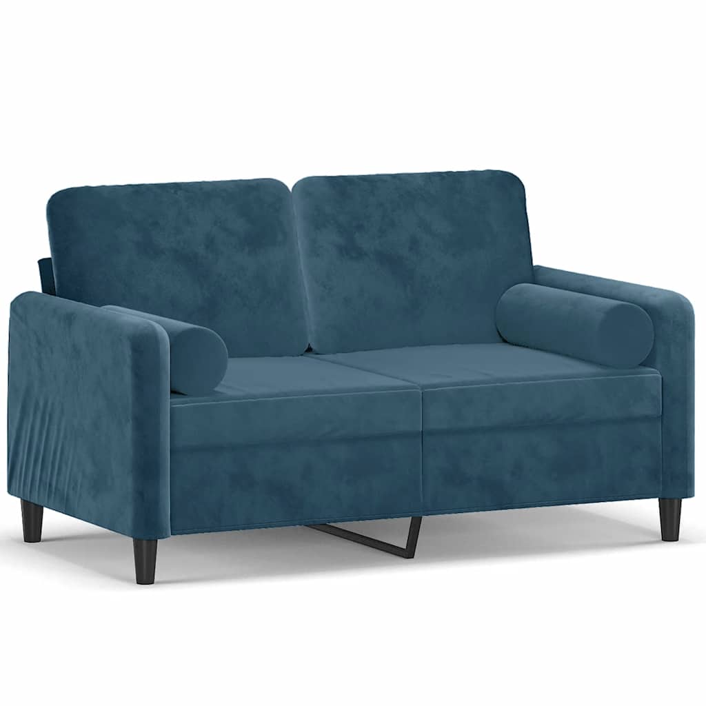 vidaXL Sofá de 2 plazas con cojines terciopelo azul 120 cm