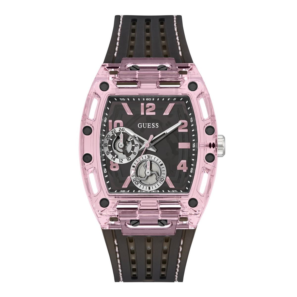 Guess Watches Gents Reloj Hombre Caja De Policarbonato Pulsera Silicona De Color Negro Resistente Al Agua 5 Atm