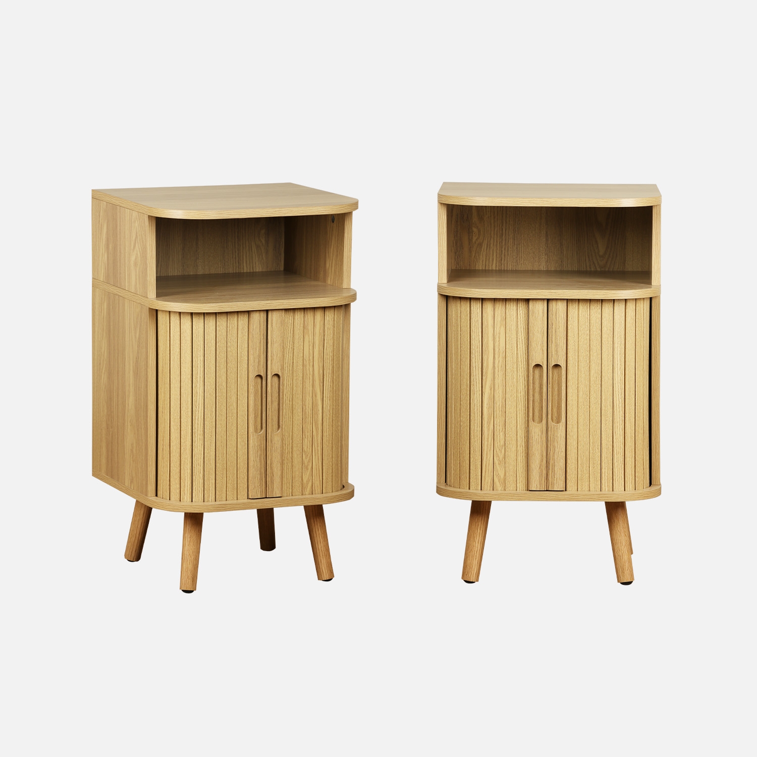 sweeek - Mesita de noche con 2 puertas correderas y 1 nicho, set de 2 , Legacy , 40x40x70