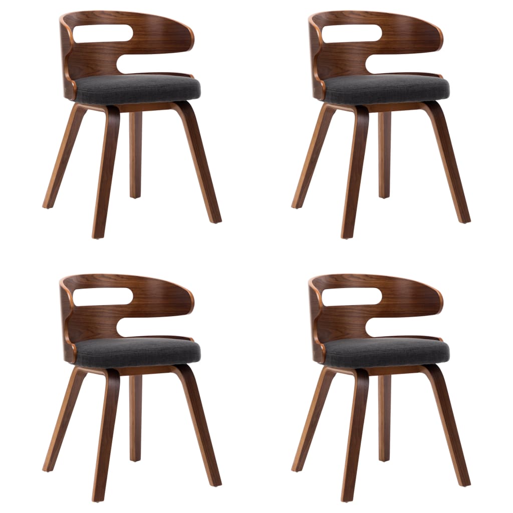 vidaXL Sillas de comedor 4 unidades madera curvada y tela gris oscuro