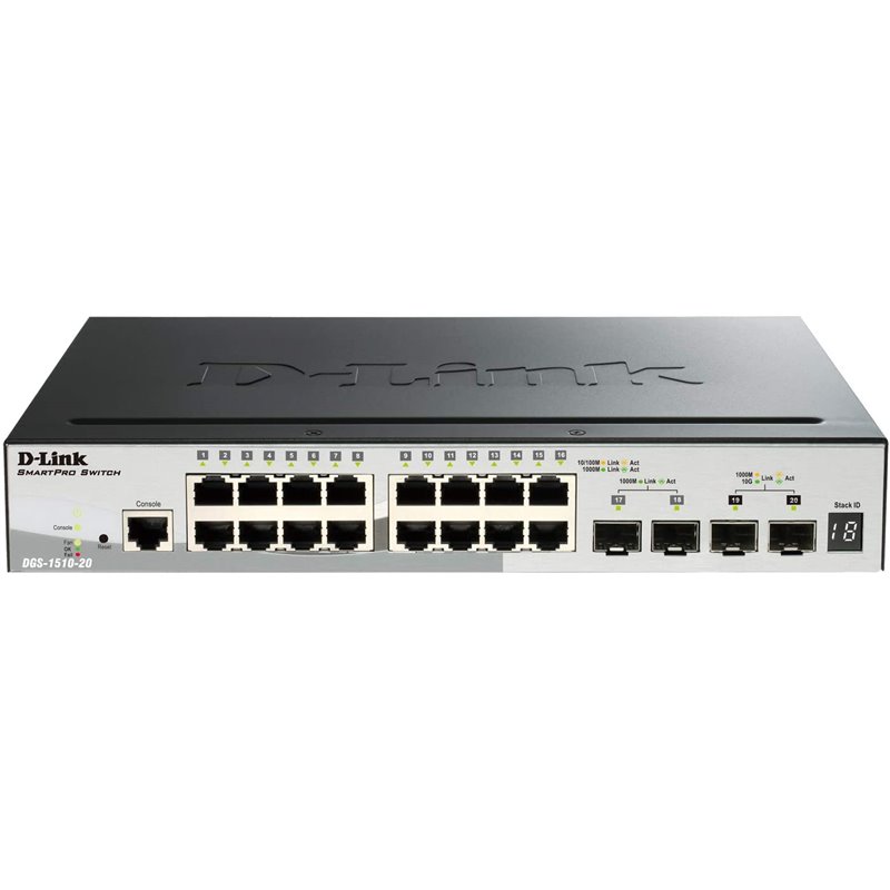 D-Link DGS-1510-20 switch Gestionado L3 Gigabit Ethernet (10/100/1000) Negro