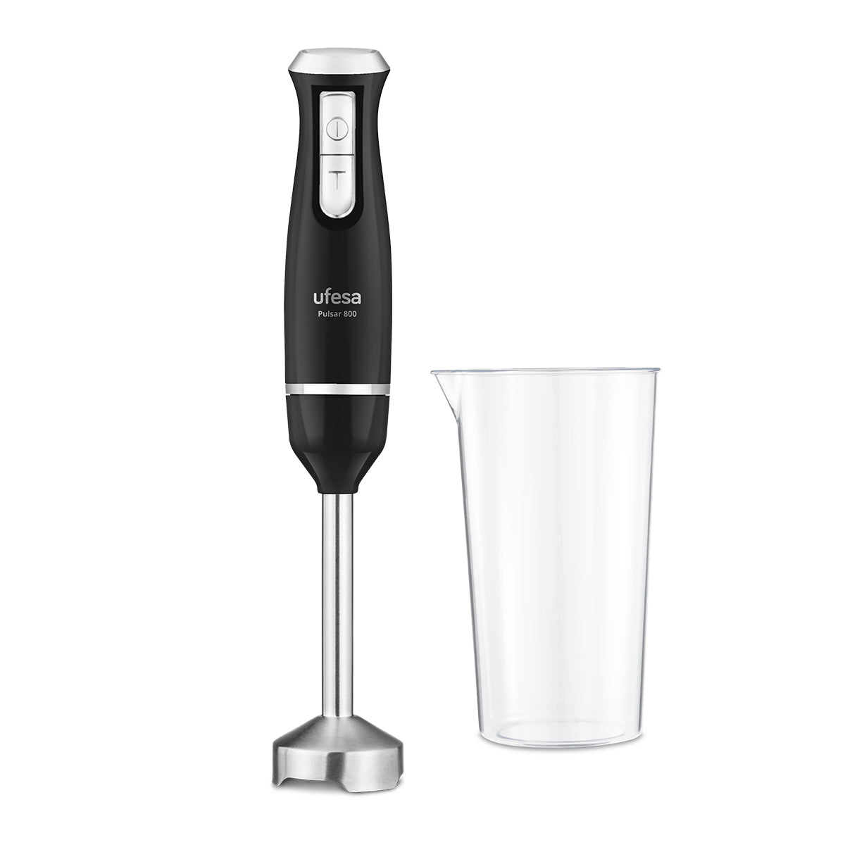 Ufesa - Batidora de mano Pulsar 800 de 800 W con control de velocidad variable, función turbo y accesorios incluidos (batidor emulsionador, picadora y vaso medidor) para cocina diaria