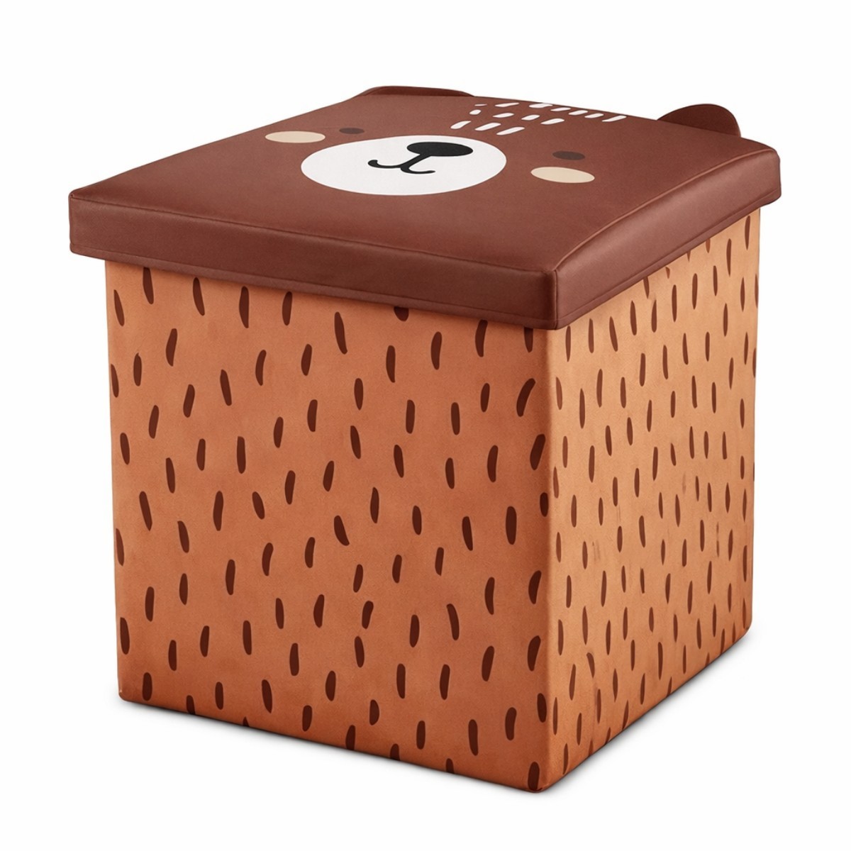 ZYLX SHOPPING – Puf con Almacenaje Plegable 30×30×30 cm | Caja Organizadora Decorada con Animales | Taburete Multiusos | 3 Diseños a Elegir