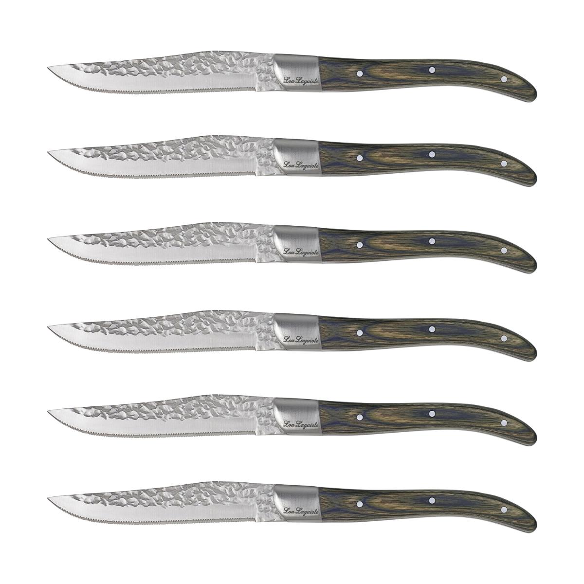 LOU LAGUIOLE VOLCANO Set 6 Cuchillos Chuleteros Acero Inox 23X2,4X1,5CM Acero