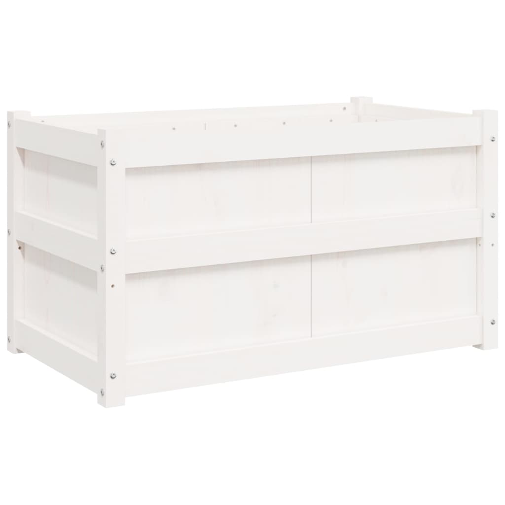 vidaXL Jardinera de madera maciza de pino 90x50x50 cm Color Pino natural,  Blanco,  Marrón y mas
