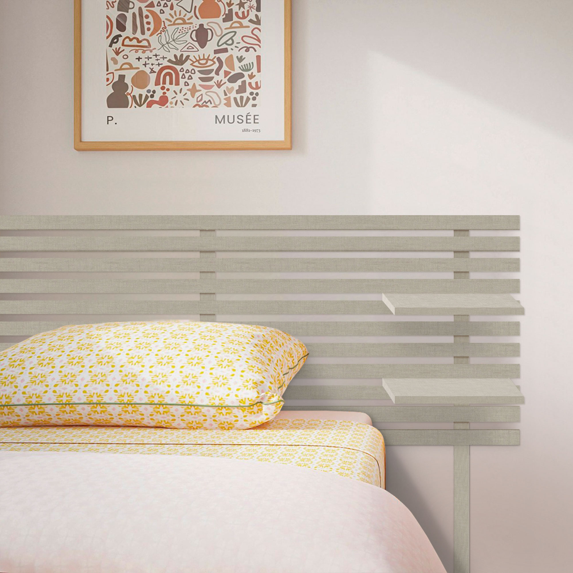 Cabecero con Estantes de Madera reciclada DM Colgante Pared Estilo Palet Japones con Patas