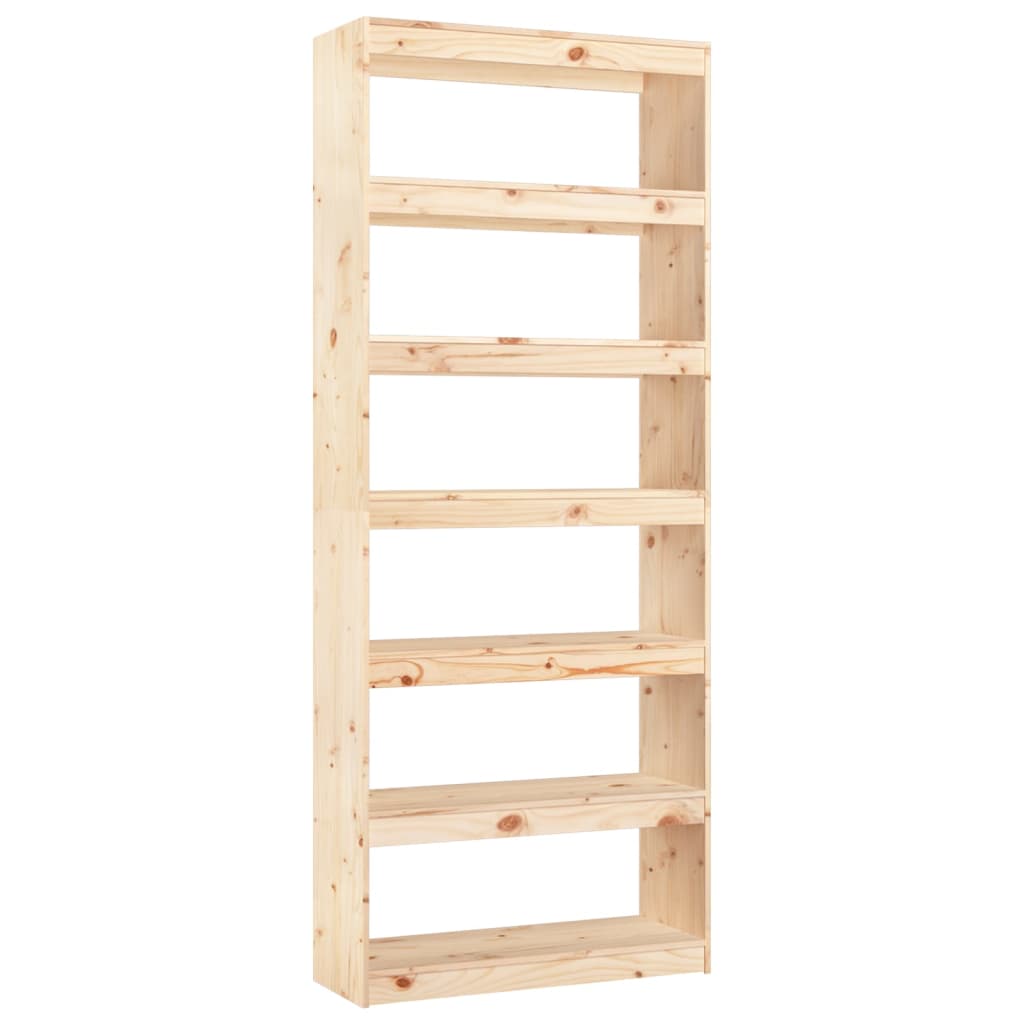 vidaXL Estantería/divisor de espacios madera pino 80x30x199,5 cm Marrón, Blanco, Gris Mueble Almacenaje Estantería para Oficina, Estudio, Dormitorio Estantería/Librería/ mueble de Almacenamiento